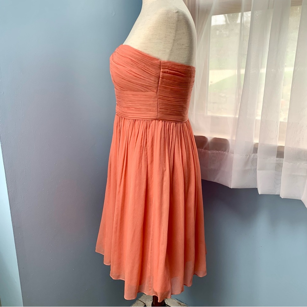 J. Crew Peach Silk Chiffon Strapless Dress - Picture 3 of 10